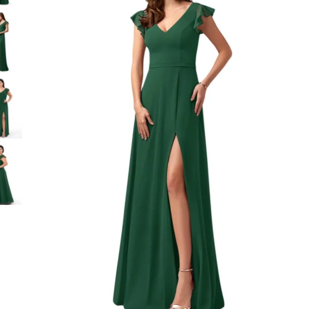 Azazie Claudine, Dark Green, Size 14